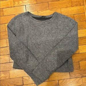 Gray Cropped Knit Sweater